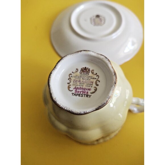 VINTAGE Paragon Bone China Cup & Saucer Set Antique Series Tapestry Rose 1950's - Picture 12 of 12